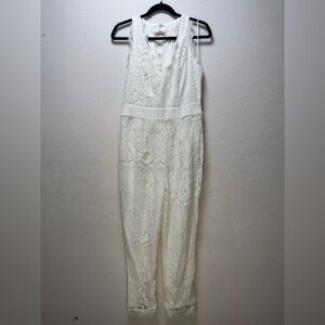 HARLYN Bridal White Lace Sleeveless Jumpsuit with full length pant size Medium